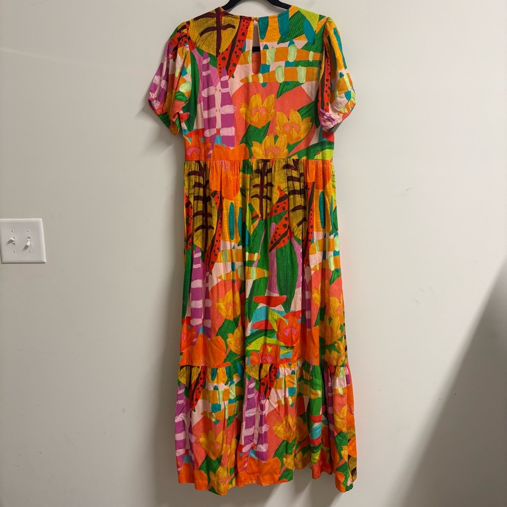 Briton Court Abstract Floral Puff Sleeve Midi Dress Size S‎ Small - Picture 8 of 8